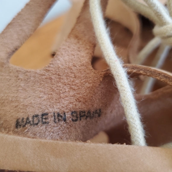 Musse & Cloud Camel Color Leather Bohemian Lace Up Platform Sandals Women's 10 - Picture 13 of 15